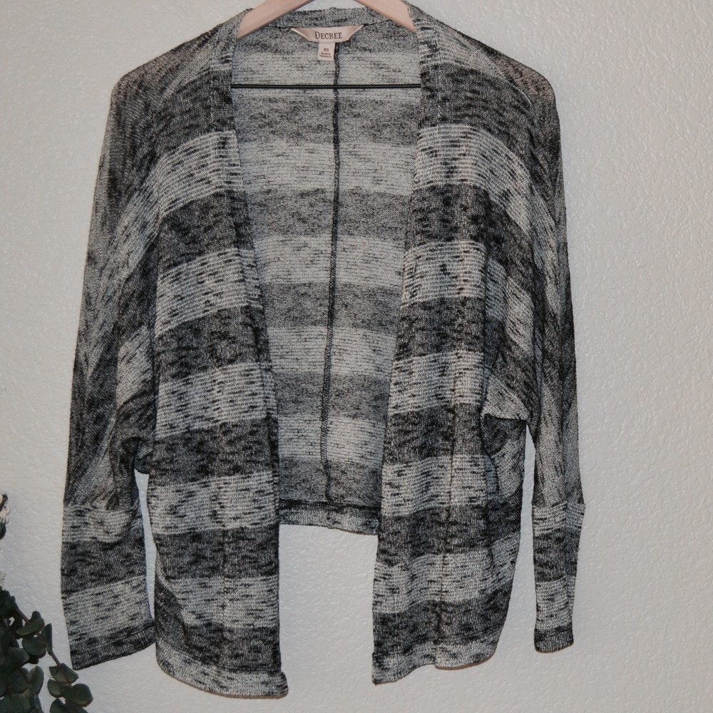 Decree Black/Gray Marled Open Front Cardigan Sz XS